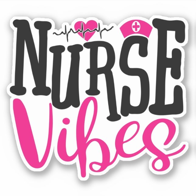 Niedlich Nurse Vibes Hot Pink Black Typografy Aufkleber (Vorderseite)