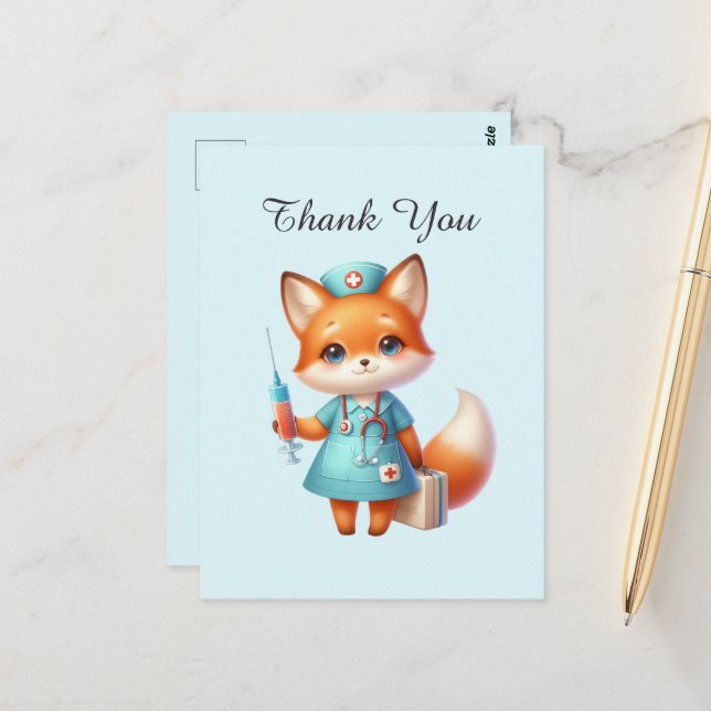 Niedlich Nurse vielen Dank Postkarte (Vorderseite/Rückseite Beispiel)