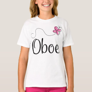 Niedlich Oboe Pink Butterfly T-Shirt