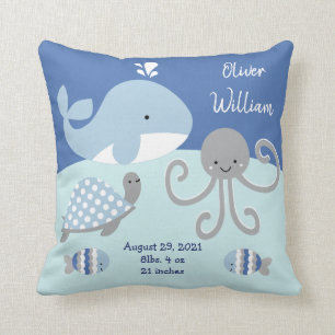 Niedlich "Ocean Life Blue & Gray Whale" Keepake Kissen