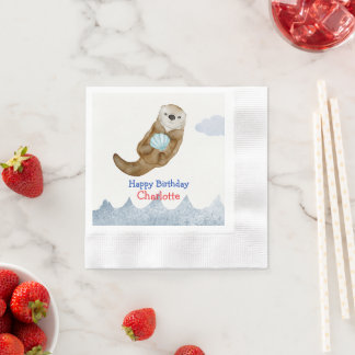Niedlich Ocean Otter Scallops Geburtstagsparty Serviette
