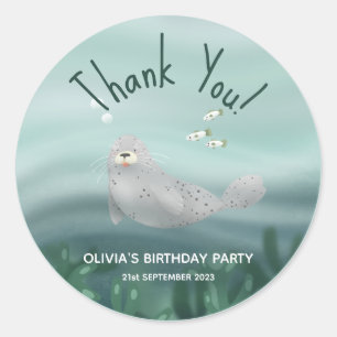 Niedlich Ocean Siegel Vielen Dank, Lila Kindergebu Runder Aufkleber