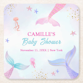 Niedlich Ocean Summer Meerjungfrau Schwanz Babydus Rechteckiger Pappuntersetzer