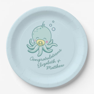 Niedlich Octopus Babydusche Kawaii Pappteller
