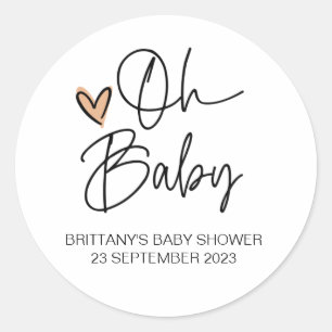 Niedlich Oh Baby Boy Girl Baby Dusche Gefallen Vie Runder Aufkleber