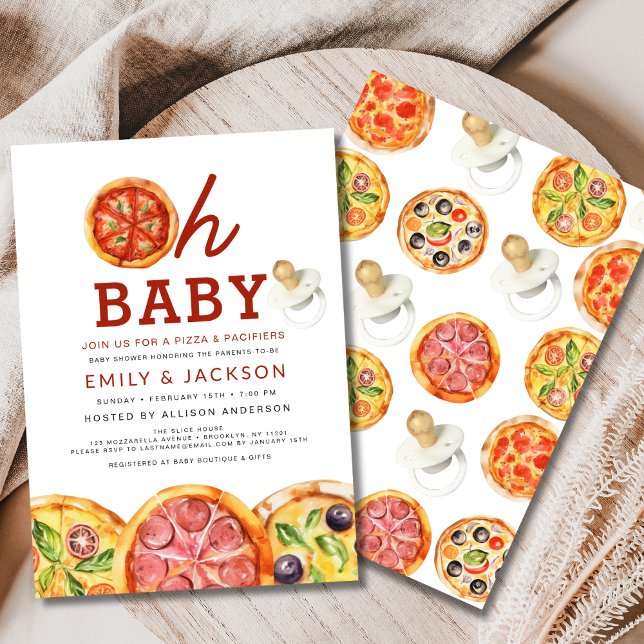 Niedlich Oh Baby Pizza & Schnullers Kinderdusche Einladung (Von Creator hochgeladen)