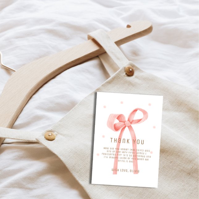 Niedlich Oh Baby Polka Dot Bow Babydusche Dankeskarte (Cute Oh Baby Polka Dot Bow Baby Shower Thank You Card)