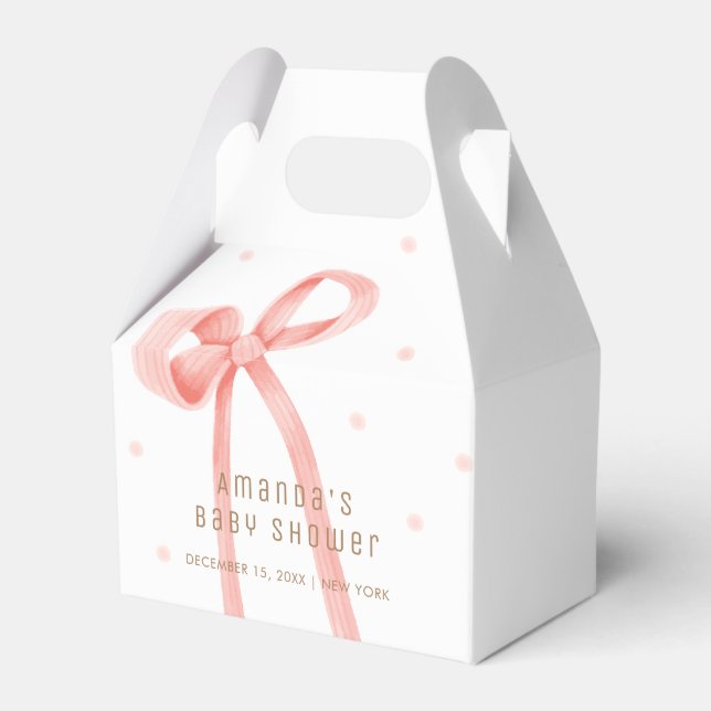 Niedlich Oh Baby Polka Dot Bow Babydusche Geschenkschachtel (Vorderseite)