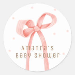 Niedlich Oh Baby Polka Dot Bow Babydusche Runder Aufkleber