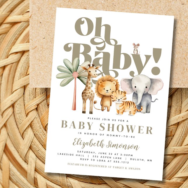 Niedlich Oh Baby Safari Animals Safari Baby Dusche Einladung (Von Creator hochgeladen)