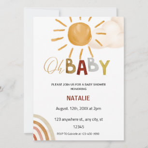 Niedlich OH Baby Watercolor Sonnenschein Babydusch Einladung