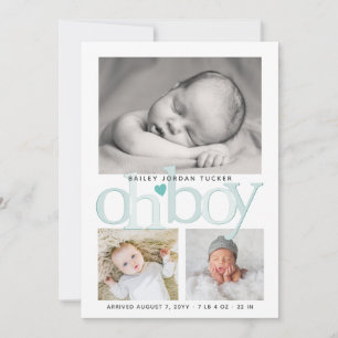 Niedlich Oh Boy Aquamarin Blue Heart Collage Foto Ankündigung