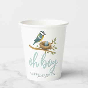 Niedlich Oh Boy Blue Bird Nest Baby Dusche Pappbecher