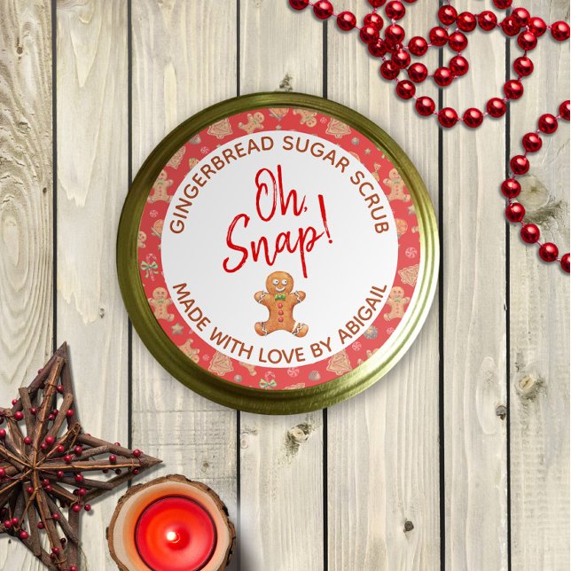 Niedlich Oh Snap Gingerbrot Sugar Scrub Labels Runder Aufkleber (Von Creator hochgeladen)