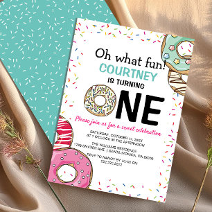 Niedlich Oh, was Spaß Donut 1. Geburtstag Einladung