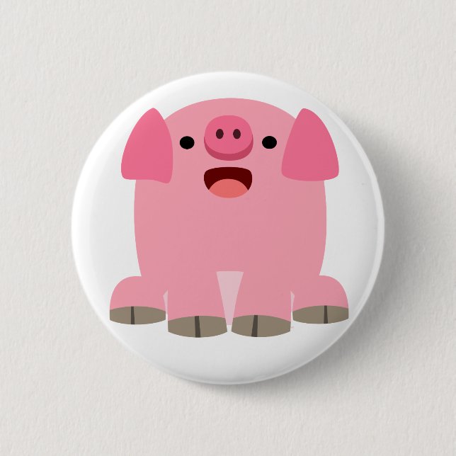 Niedlich Oinking Cartoon Pig Button Abzeichen (Vorderseite)