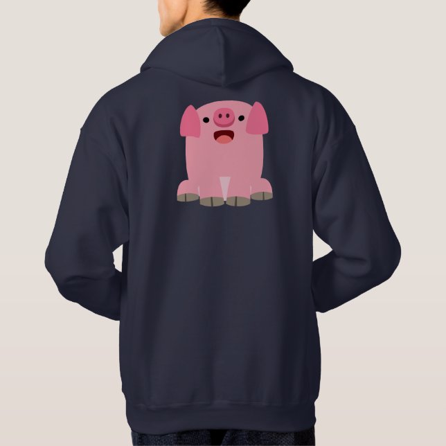 Niedlich Oinking Cartoon Pig Hoodie (Rückseite)