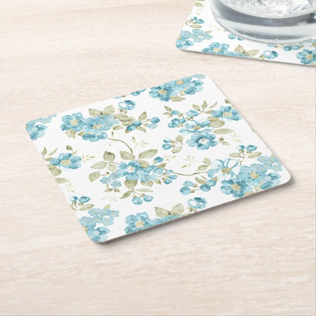 Niedlich Olive Green Aqua Türkis Flora Aqua Rechteckiger Pappuntersetzer (angewinkelt)