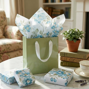 Niedlich Olive Green Aqua Türkis Flora Aqua Seidenpapier
