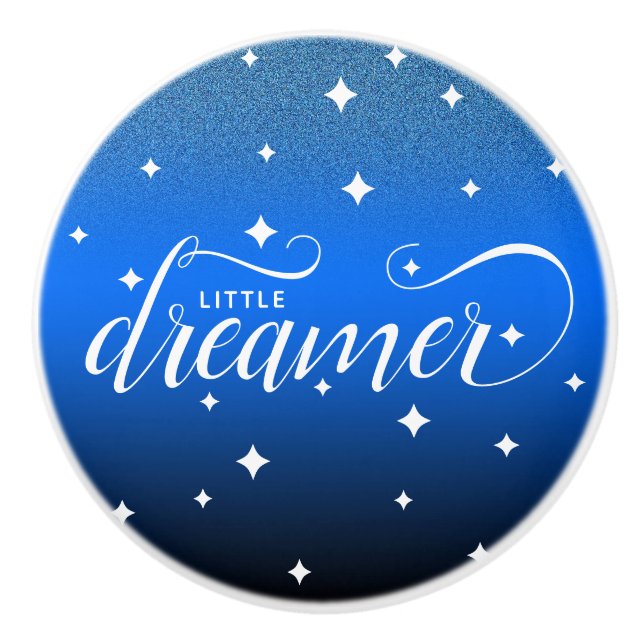 Niedlich Ombre Midnight Blue Starry Little Dreamer Keramikknauf (Vorderseite)