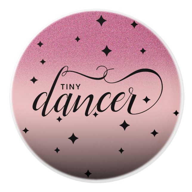 Niedlich Ombre Pink Glitzer Starry Tiny Dancer Keramikknauf (Vorderseite)