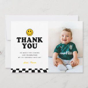 Niedlich One Happy Typ Happy Foto Boy 1. Geburtsta Dankeskarte