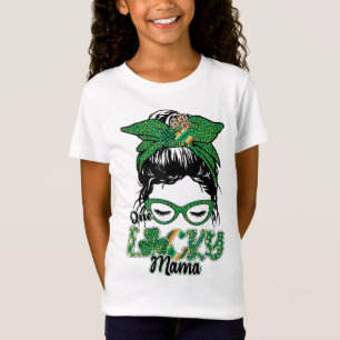Niedlich One Lucky Mama Messy Bun Happy St Patrick T-Shirt