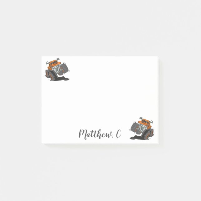 Niedlich Orange Black Monster Name Personalisiert Post-it Klebezettel (Vorderseite)