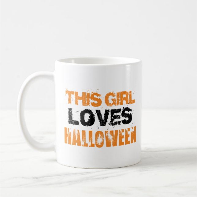 Niedlich Orange Black This Girl Lieben Halloween Kaffeetasse (Links)