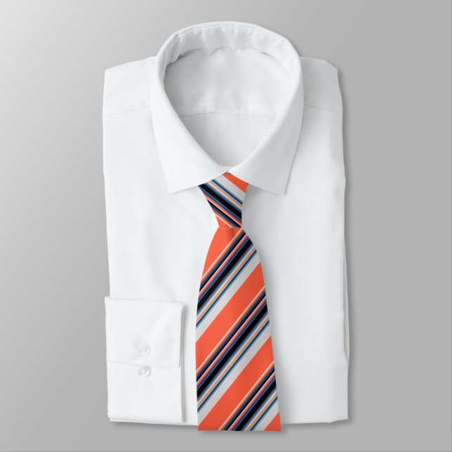 Niedlich-orange-blaue Streifen Krawatte (Gebunden)