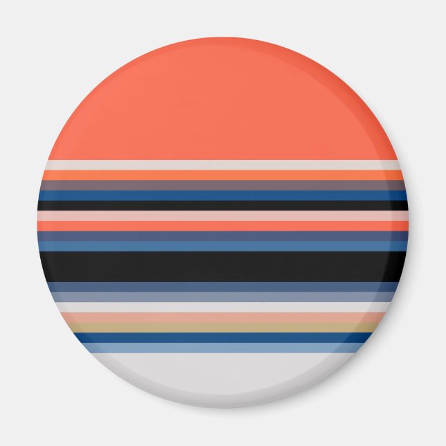 Niedlich-orange-blaue Streifen Magnet (Vorne)