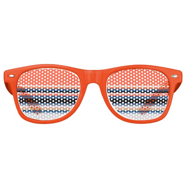 Niedlich-orange-blaue Streifen Partybrille (Vorderseite)