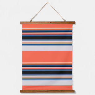 Niedlich-orange-blaue Streifen Wandteppich Mit Holzrahmen