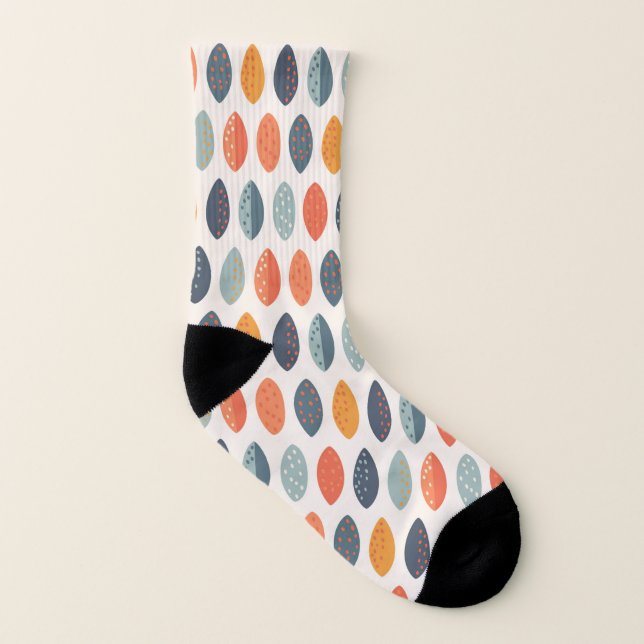 Niedlich Orange Blue Ochre Leafy Botanisches Muste Socken (Links - Innen)