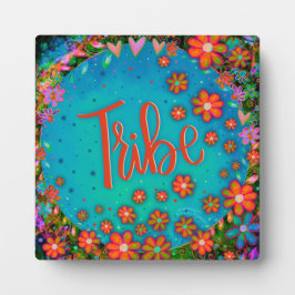 Niedlich Orange Blume Blue Whimsical Stamm Easel Fotoplatte