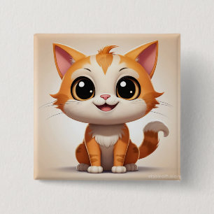 Niedlich Orange Cat Cartoon Style Character-89738 Button