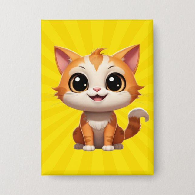 Niedlich Orange Cat Cartoon Style Character-89738 Button (Vorderseite)