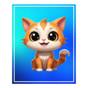 Niedlich Orange Cat Cartoon Style Character-89738 Fotodruck