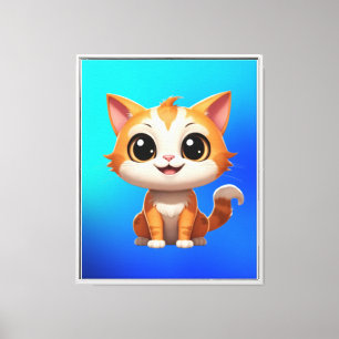 Niedlich Orange Cat Cartoon Style Character-89738 Leinwanddruck