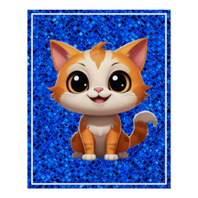 Niedlich Orange Cat Cartoon Style Character-89738 Poster (Vorderseite)