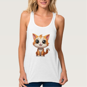 Niedlich Orange Cat Cartoon Style Character-89738 Tank Top