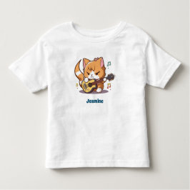 Niedlich Orange Cat Playing Guitar Kleinkind T-shirt