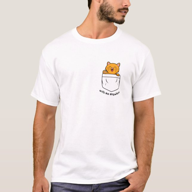 Niedlich Orange Cat Waving Hello T-Shirt (Vorderseite)