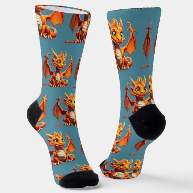 Niedlich Orange Dragon Socken (Gewinkelt)