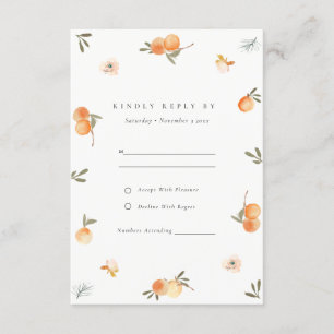 Niedlich Orange Floral Boho Botanical Wedding RSVP Begleitkarte