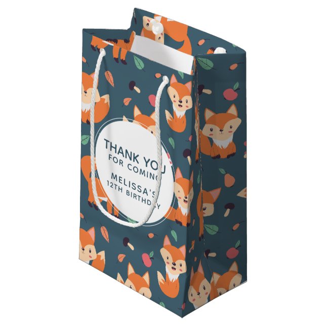 Niedlich Orange Fox Animal Muster Vielen Dank Kleine Geschenktüte (Vorderseite Schrägansicht)
