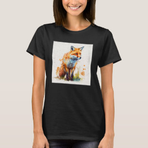 Niedlich Orange Fox Illustration Wasserfarbe Fraue T-Shirt