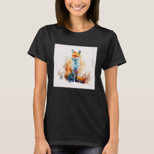Niedlich Orange Fox Illustration Wasserfarbe Fraue T-Shirt