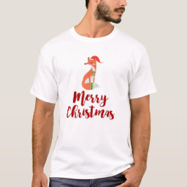 Niedlich Orange Fox in Roter Weihnachtsmannmütze F T-Shirt