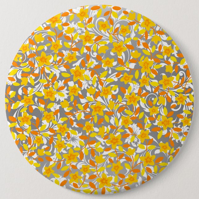 Niedlich orange-gelbe Blume Button (Vorderseite)